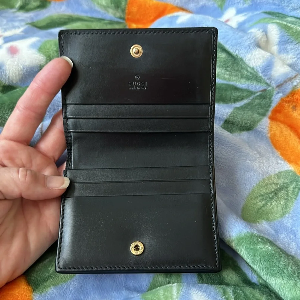 Gucci Black Embossed Leather Bi-Fold Wallet